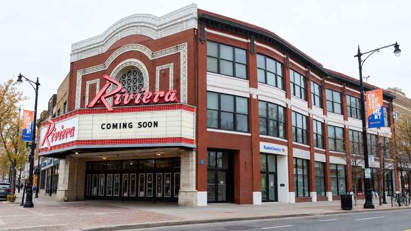 The Riviera Theater exterior in downtown Charleston.